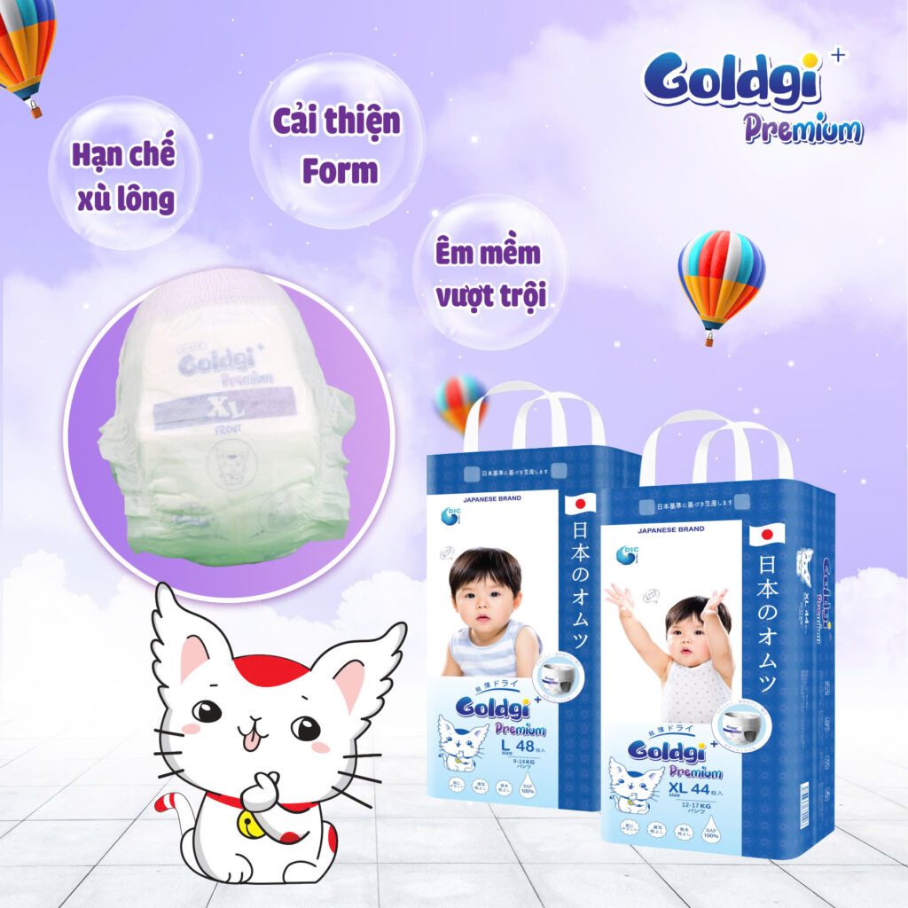 Bỉm Quần - Bỉm Dán Goldgi Cao Cấp Nhật Bản Mềm Mại Thoáng Khí
