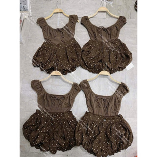 Set nâu chấm bi hot ( Hàng QC)