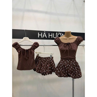 Set nâu chấm bi hot ( Hàng QC)
