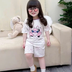 Sét Bé Gái HỌA TIẾT HOẠT HÌNH ĐÁNG YÊU QC70 K.Kid Bộ Mùa Hè Cotton Mát Size 8-20kg M99