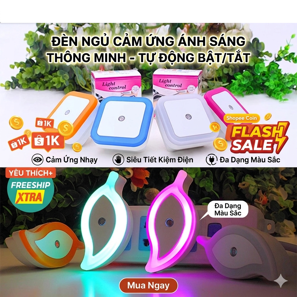 Đèn ngủ tự động tắt bật theo cảm ứng ánh sáng 0.5W