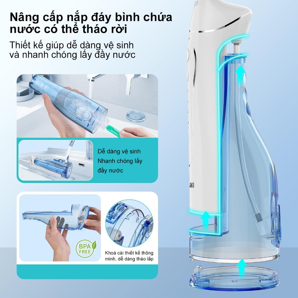 Combo tăm nước và bàn chải điện NEVAKI cao cấp vệ sinh răng miệng sạch sẽ, chống nước IPX7 bảo hành 12 tháng