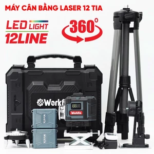 Máy Cân Bằng Laser Workfix WF-LS12L – Laser Xanh 3 Tia 360°, Tự Cân Bằng ±3°, Sai Số ±1/2mm, Pin Sạc 3.7V