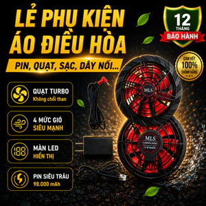 Phụ kiện áo điều hòa chính hãng, quạt kép 9 cánh không chổi than, dây cáp kết nối cao cấp chống đứt