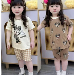 Sét Bé Gái HỌA TIẾT 3 MÀU MICKHY QC61 K.Kid Bộ Mùa Hè Chất Cotton Mềm Mát size 8-20kg M88