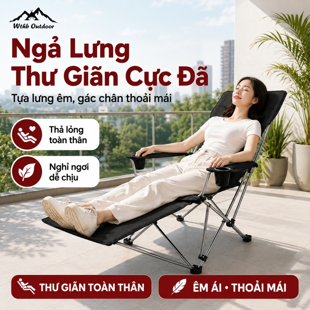 WTHB Outdoor Ghế tựa Ghế xếp ngoài trời ghế cắm trại ghế di động có thể chịu được 300kg Lưới thoáng khí