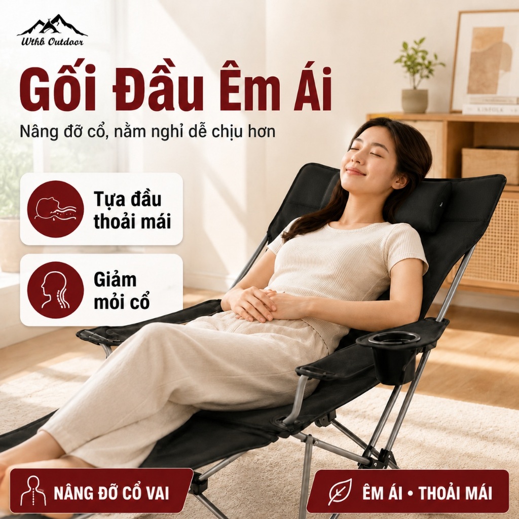 WTHB Outdoor Ghế tựa Ghế xếp ngoài trời ghế cắm trại ghế di động có thể chịu được 300kg Lưới thoáng khí