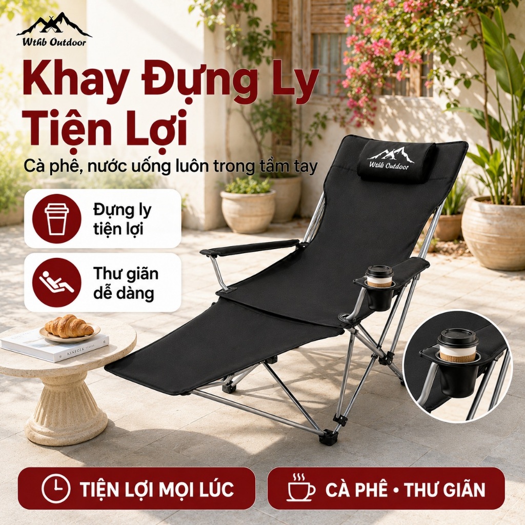 WTHB Outdoor Ghế tựa Ghế xếp ngoài trời ghế cắm trại ghế di động có thể chịu được 300kg Lưới thoáng khí