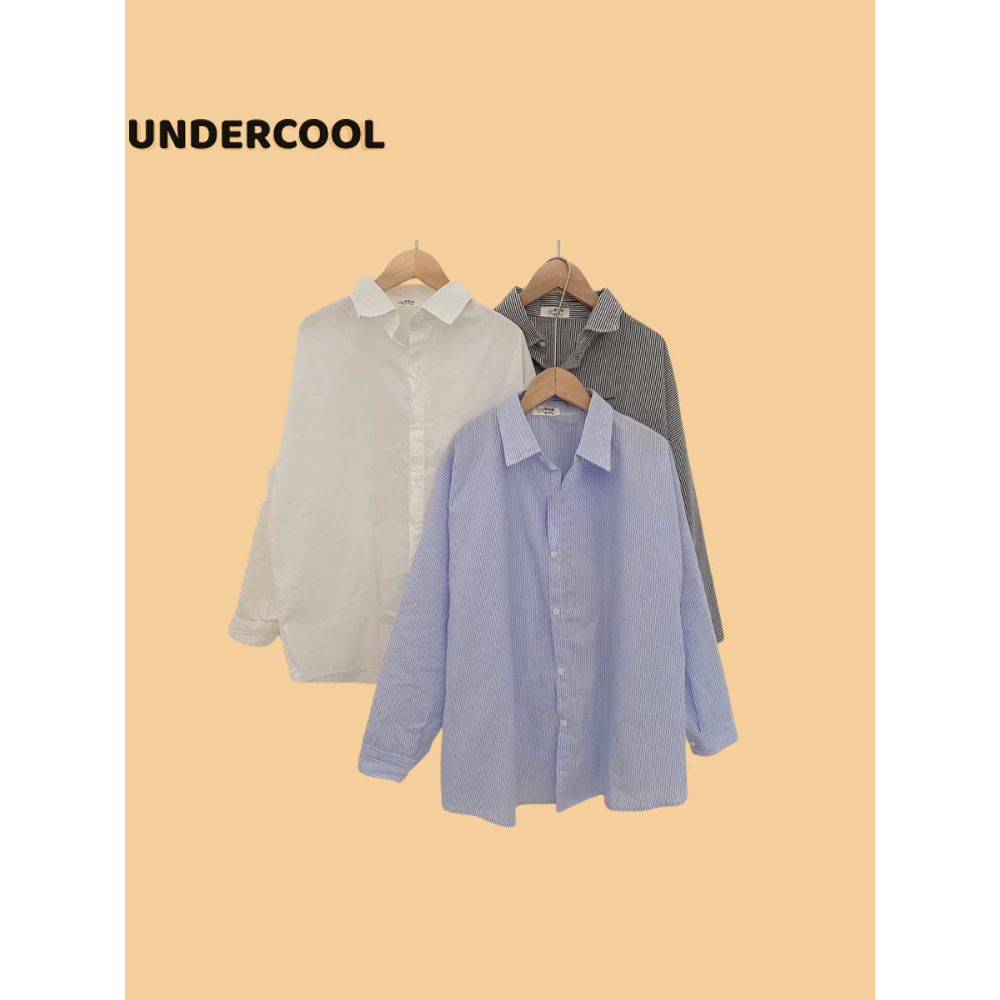 Áo Sơ Mi Nữ Dài Tay Kẻ Sọc UNDERCOOL Hình Ngựa Vải Kate Thô Thoáng Mát ASM11