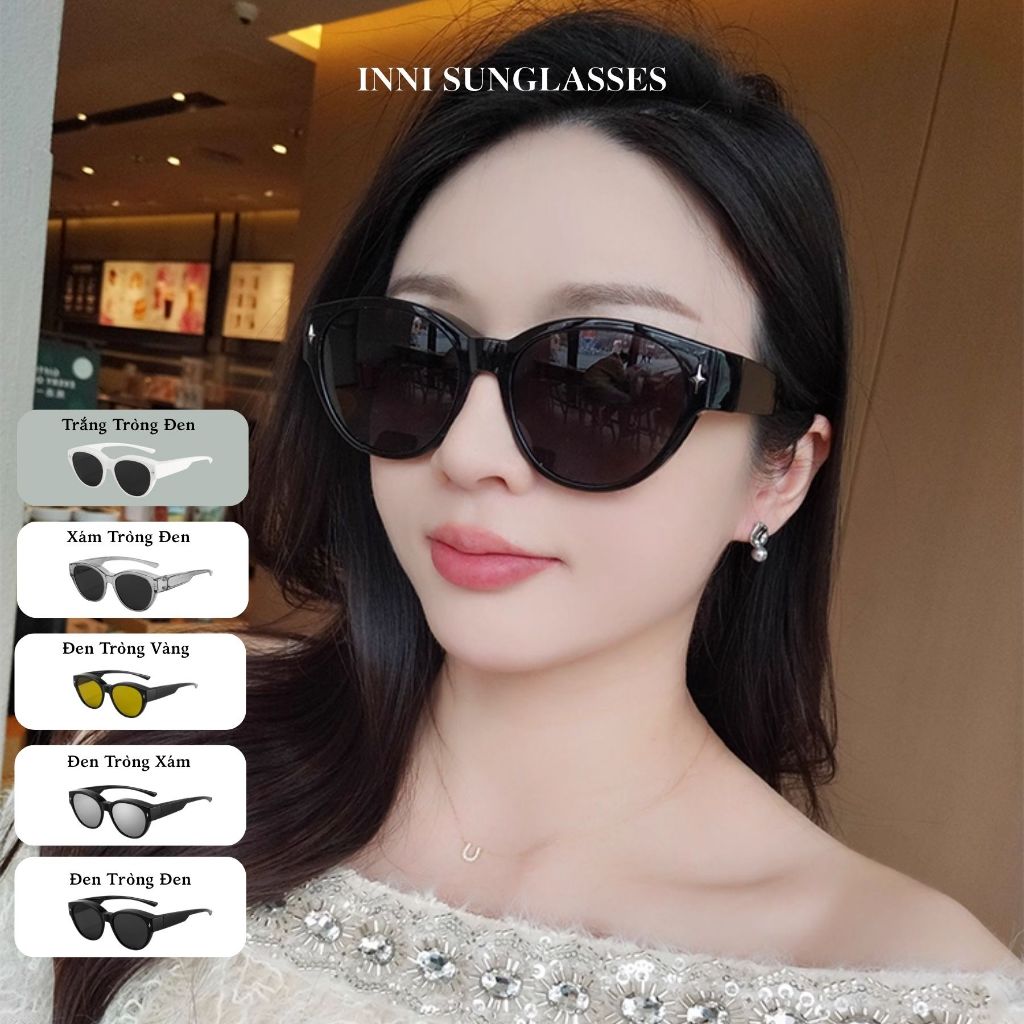 Kính Râm Cận Nam Nữ INNI Kính Râm Phân cực Đeo Ngoài Kính Cận Chống Tia UV, Tiện Lợi, Nhẹ 8818