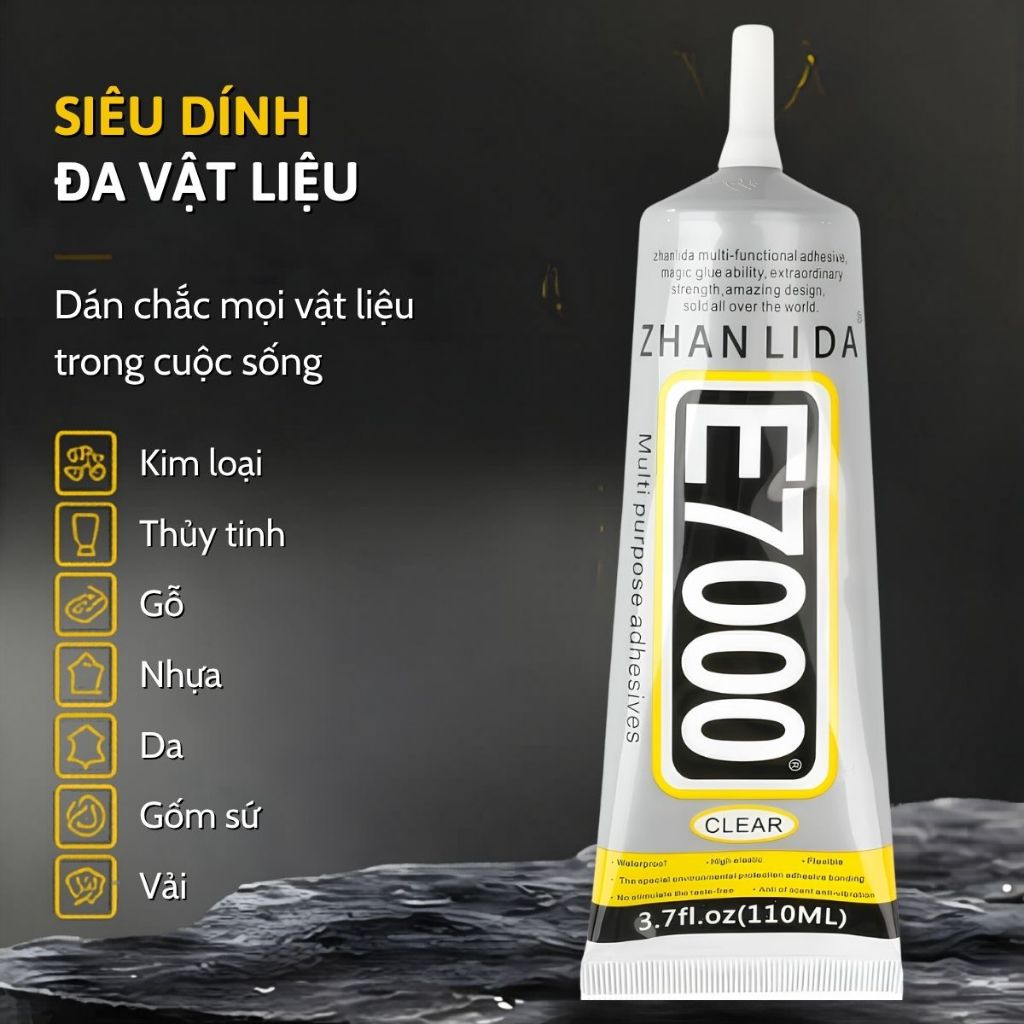 Keo dán trong suốt E7000 đính đá trang sức dán vải trang trí đồ handmade đa năng 50ml 110ml