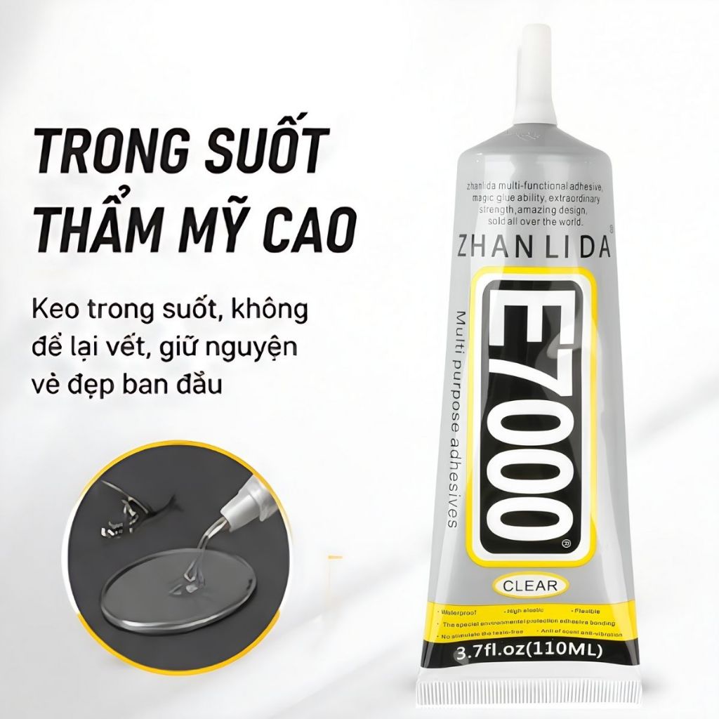 Keo dán trong suốt E7000 đính đá trang sức dán vải trang trí đồ handmade đa năng 50ml 110ml