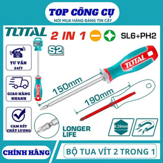 Bộ tua vít 2 trong 1 đa năng chính hãng TOTAL tiện lợi thép hợp kim siêu bền DNTT