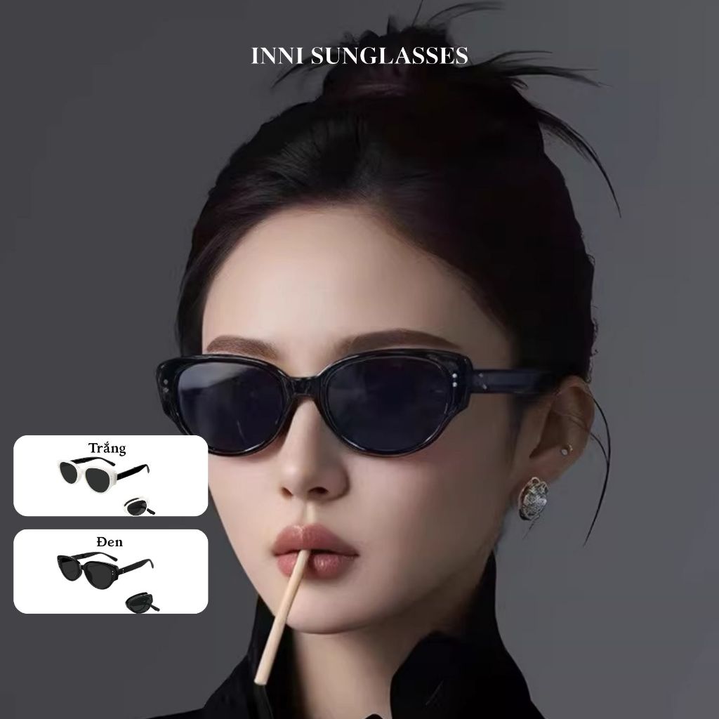 Kính râm gấp gọn thời trang INNI 9017 nhỏ gọn, chống tia UV, kính form mắt mèo phù hợp mọi dáng mặt
