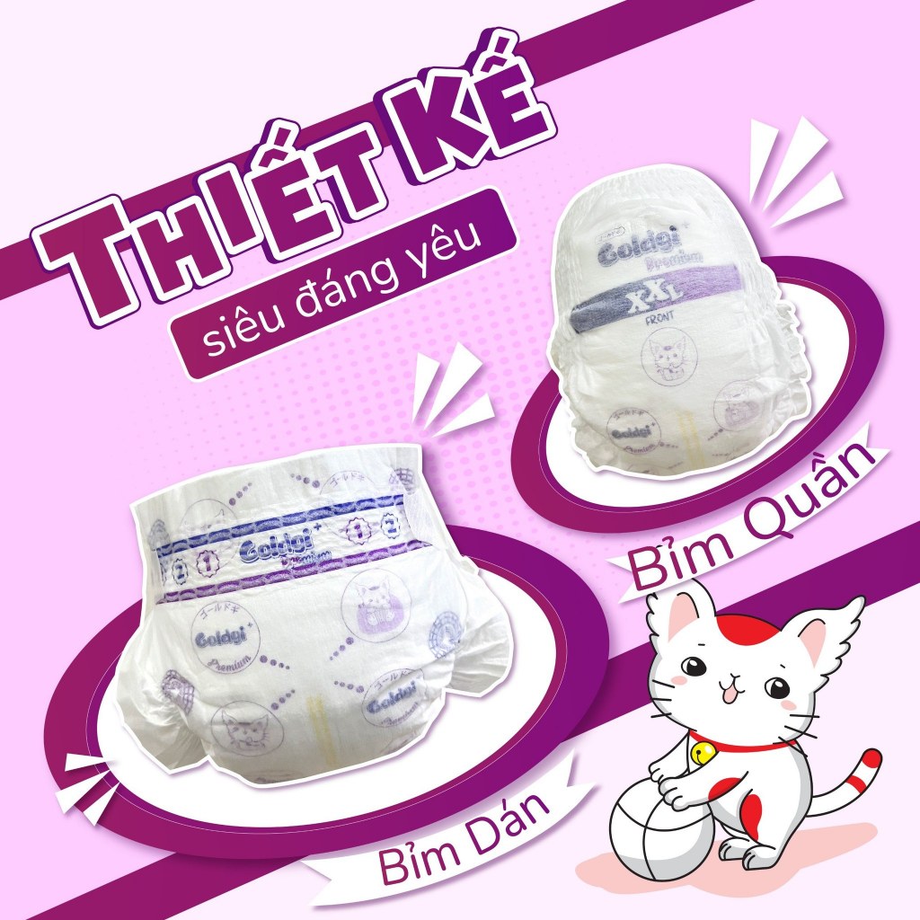 Bỉm Quần - Bỉm Dán Goldgi Cao Cấp Nhật Bản Mềm Mại Thoáng Khí