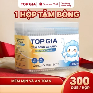 Hộp tăm bông đa năng Topgia 300 cái 4 đầu mềm mịn