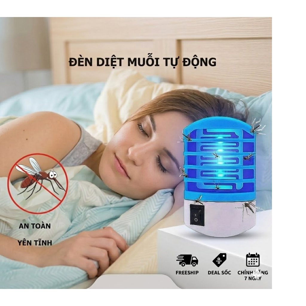 Đèn Bắt Muỗi Gắn Tường Mini 220V, Máy Diệt Muỗi Côn Trùng Cắm Điện Nhỏ Gọn Tiện Dụng