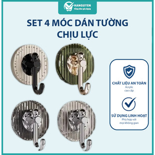 Combo 4 móc dán treo đồ dán tường chịu lực cao dùng cho nhà tắm nhà bếp tiện lợi dễ lắp đặt