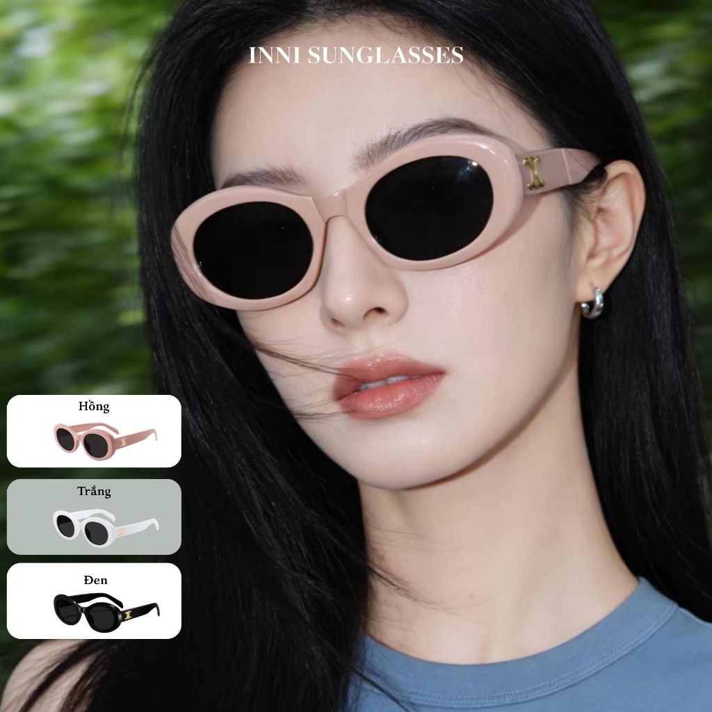 Kính Mát Thời Trang Nữ INNI, Form Oval Cá Tính, Tròng Chống Chói Chống UV400 Phù Hợp Đi Biển Du Lịch