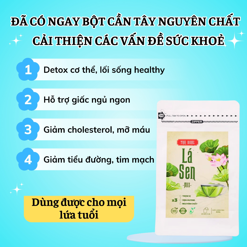 Trà lá sen giúp an thần dễ ngủ, Trà túi lọc 100% thảo dược nguyên chất nâng cao sức khoẻ hàng ngày