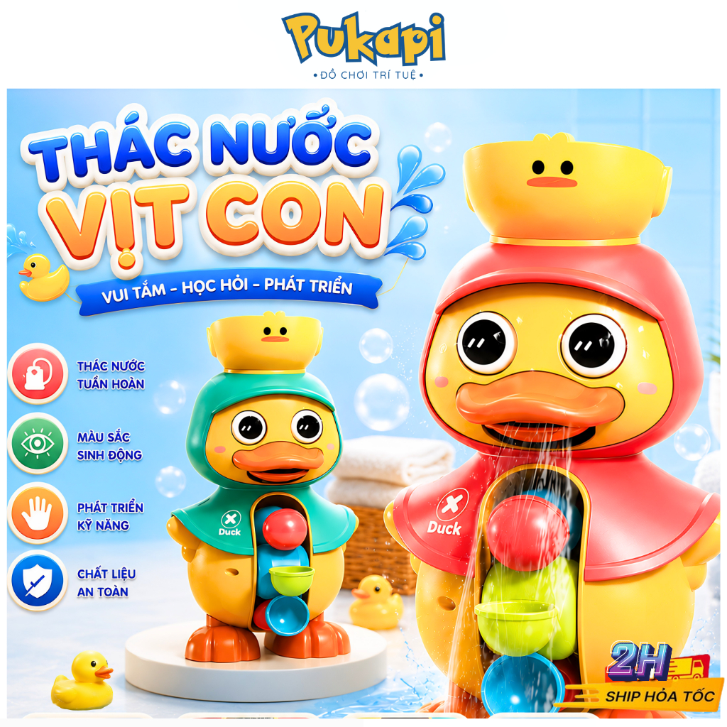 Đồ Chơi Nhà Tắm Đồ Chơi Bồn Tắm Thác Nước Vịt Chong Chóng Xoay Bằng Nước Đồ Chơi Dưới Nước Cho Bé-Đồ Chơi Cho Bé PUKAPI
