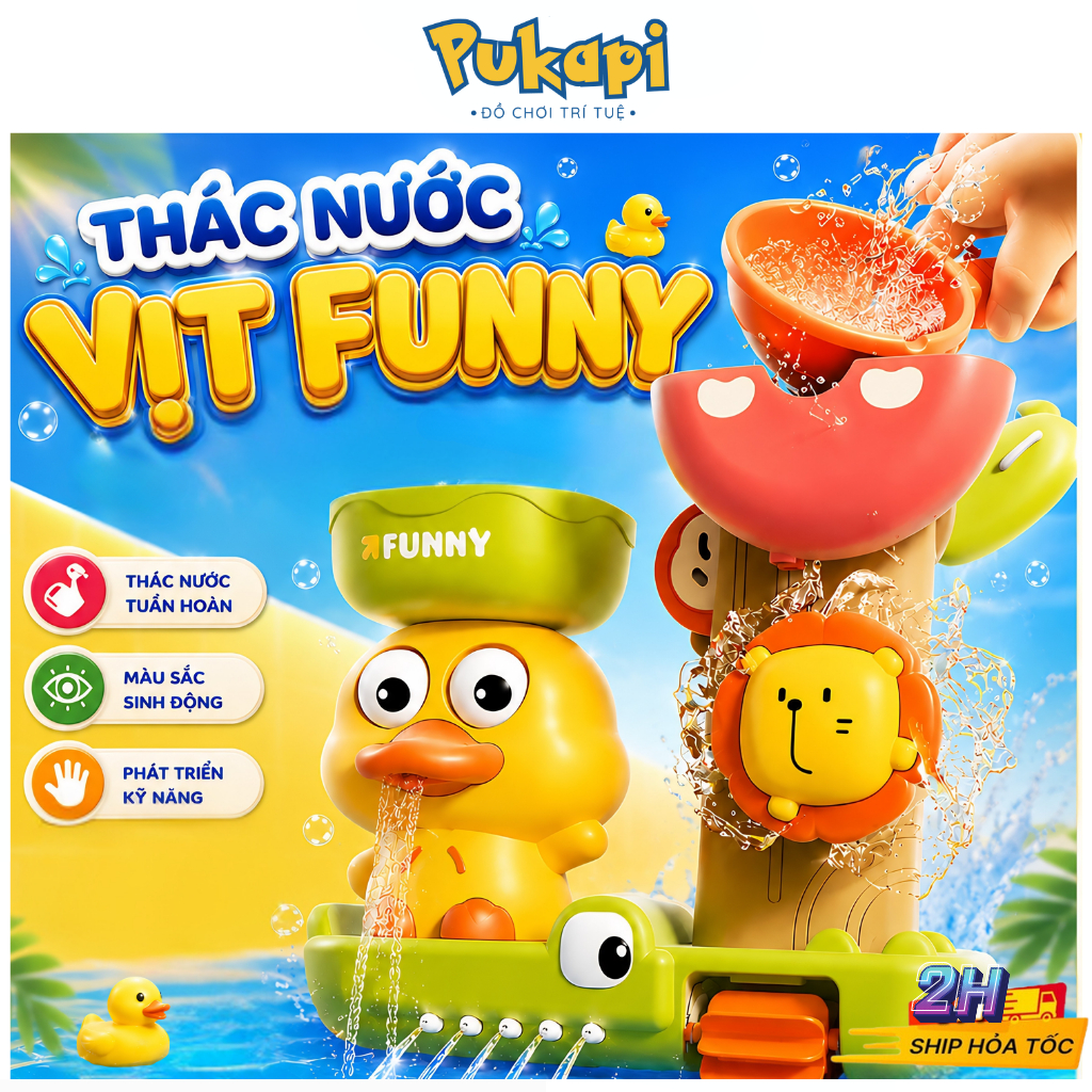 Đồ Chơi Nhà Tắm Vịt Thác Nước Funny Mùa Hè Chú Vịt Vàng Đồ chơi bánh xe nước xoay NOVALINK - Đồ Chơi Cho Bé PUKAPI