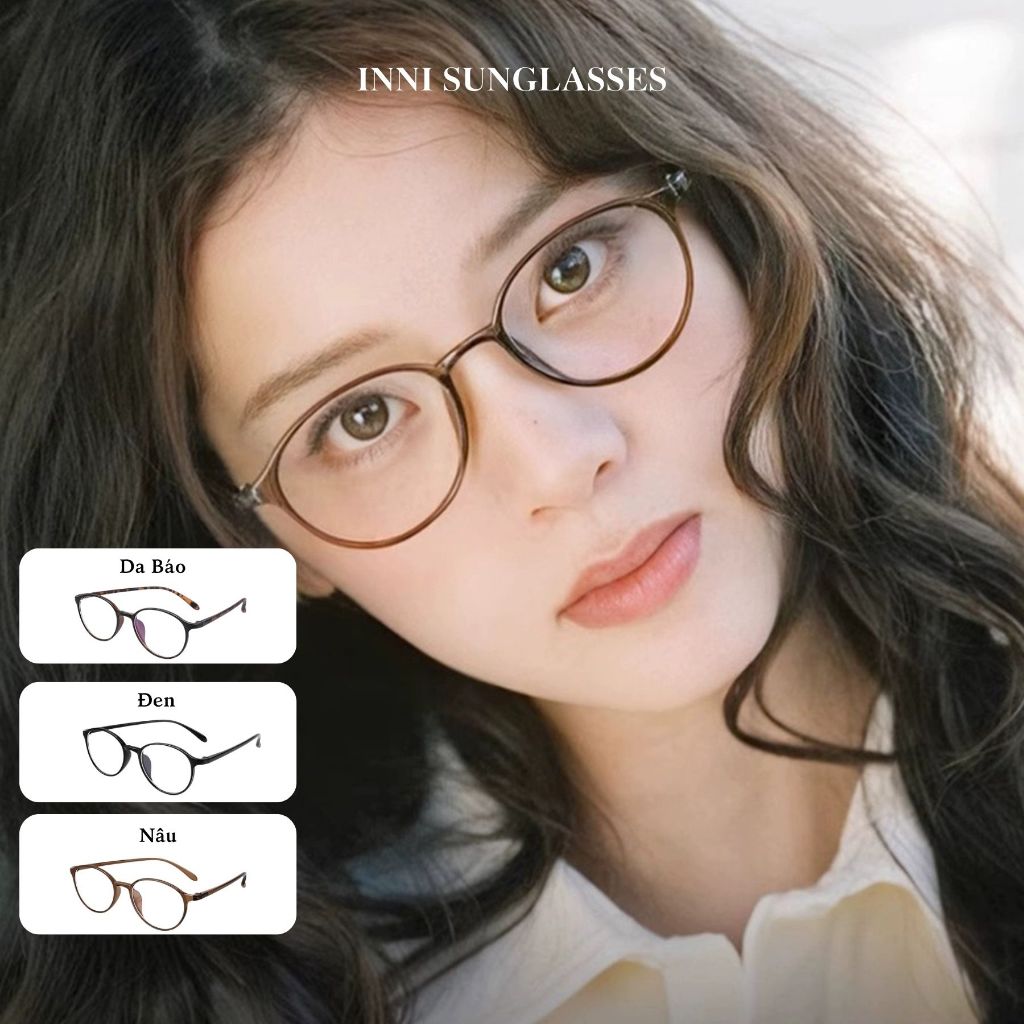 Kính mắt thời trang nữ INNI chống ánh sáng xanh, kính gọng tròn nhỏ nhẹ phù hợp mọi dáng mặt 8825