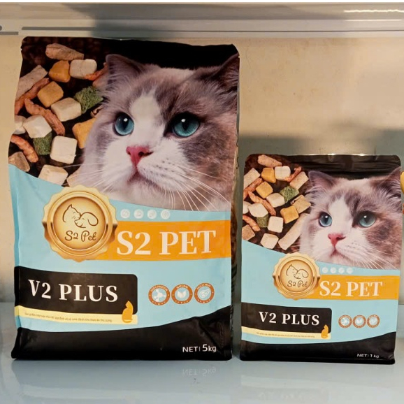 [TẶNG QUÀ] Hạt Dinh Dưỡng Cho Mèo S2 PET V2 Plus1kg - 70% Topping Thịt Sấy, Hỗ Trợ Tiêu Hóa, Giảm Búi Lông