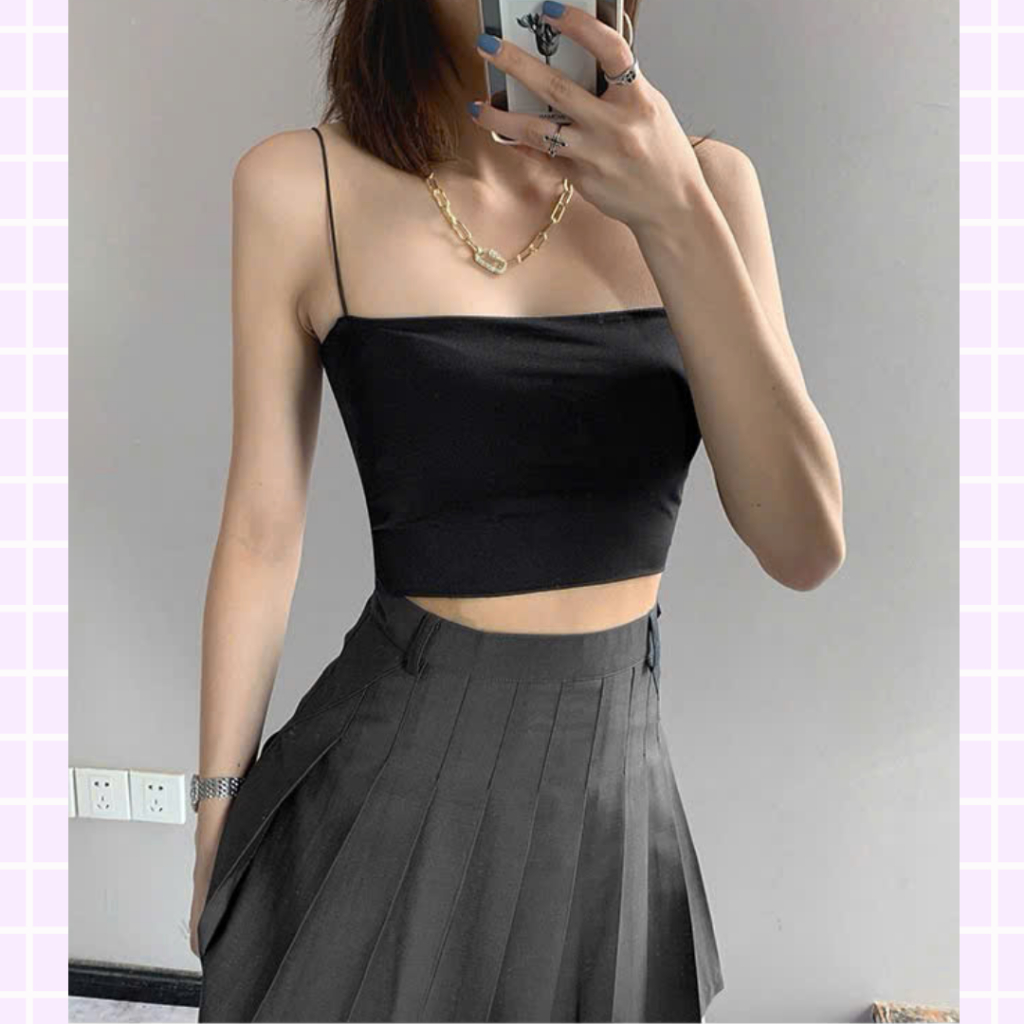 Áo Quây Dây Mảnh SICILY Ôm Body Cotton Co Giãn 4 Chiều Croptop Nữ Freesize Trắng/Đen