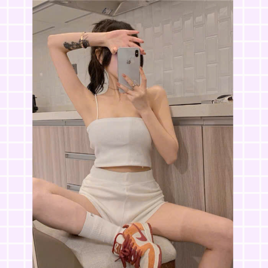 Áo Quây Dây Mảnh SICILY Ôm Body Cotton Co Giãn 4 Chiều Croptop Nữ Freesize Trắng/Đen