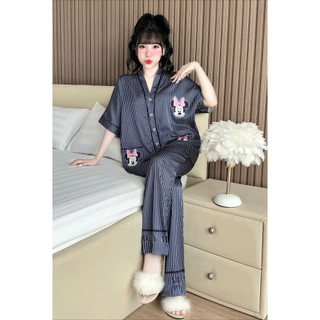 Bộ pijama, đồ bộ mặc nhà lụa satin cao cấp, mềm mịn thiết kế cổ y cánh dơi
