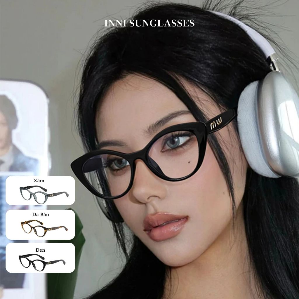 Kính Cận Mắt Mèo Unisex INNI 835 Thời Trang, Gọng Kính Nhựa Cao Cấp, Kiểu Dáng Cá Tính