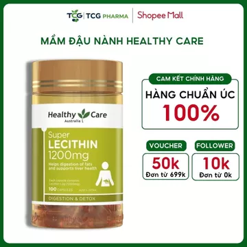 Mầm đậu nành Healthy Care Super Lecithin 1200mg hỗ trợ tăng kích thước v1 và làm đẹp da cho nữ giới