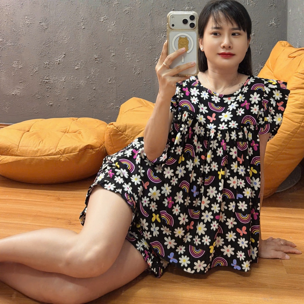 Đồ bộ tole lanh quần đùi cánh tiên F21 hàng may kỹ 40-90kg - Nocnhamacdobo