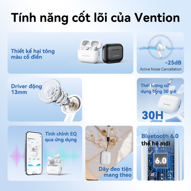 Tai Nghe Bluetooth 6.0 E11 Plus Kết nối Không Độ Trễ, Tích hợp App,Thời Lượng Pin Lên Tới 30 Giờ