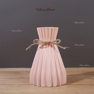 [Velours.bloom] Bình Hoa Nhựa Pastel Xếp Ly - Phong Cách Bắc Âu Hiện Đại (Tặng Kèm Nơ Thừng)
