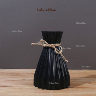 [Velours.bloom] Bình Hoa Nhựa Pastel Xếp Ly - Phong Cách Bắc Âu Hiện Đại (Tặng Kèm Nơ Thừng)