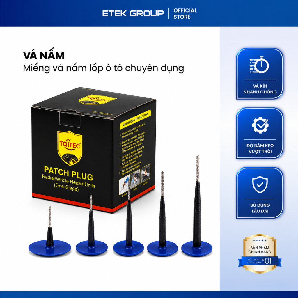 Miếng Vá Nấm Lốp Không Săm Ô Tô, Xe Máy, Xe Tải, Vá Vỏ Chuyên Dụng Siêu Kín