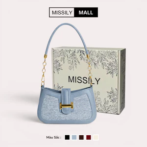 Túi xách nữ, đeo vai MISSILY tag khoá chữ H sz 20cm (ms135)