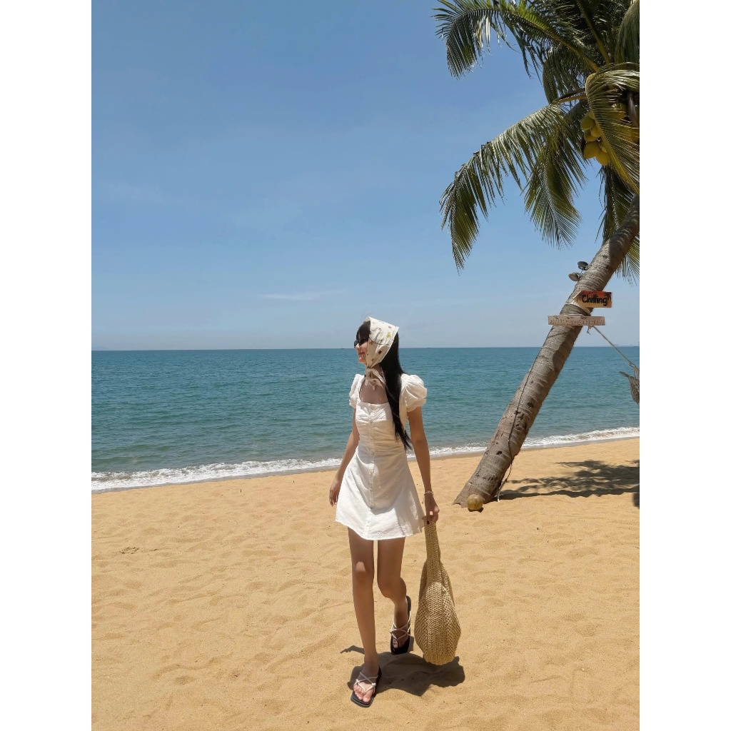 Đầm Nữ BISLAC DRESS Chất Xô Thêu Hoa Chiết Eo Tôn Dáng SECODEE