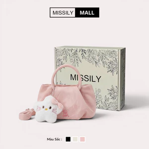 Túi xách nữ đeo chéo, cầm tay MISSILY da tuyết nhung sz 22cm (ms157)