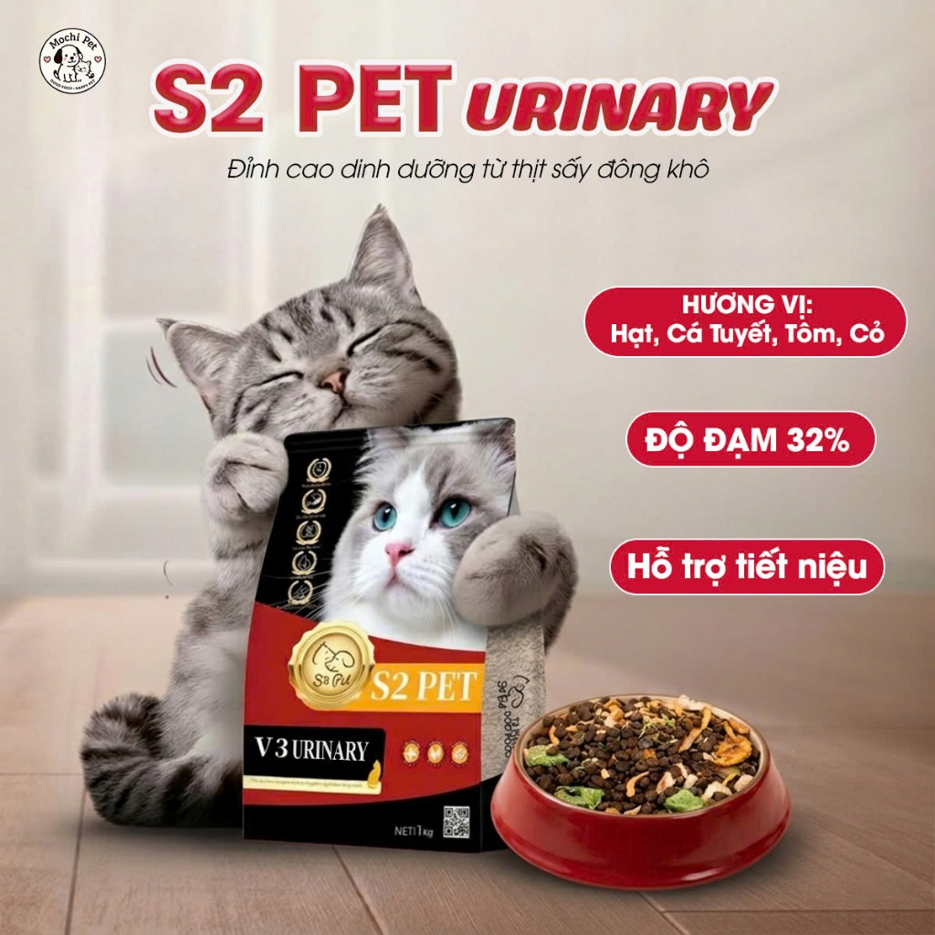 [Tặng 5 soup thưởng] Hạt Cho Mèo S2 PET V3 Urinary Hỗ Trợ Đường Ruột, Tăng Cường Đề Kháng, Giảm Búi Lông
