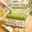 Hộp Khay Làm Đá Thông Minh Nhấn Nút Lấy Đá Tự Động, Khay Làm Đá Tủ Lạnh 56 Viên Có Nắp Ngăn Mùi