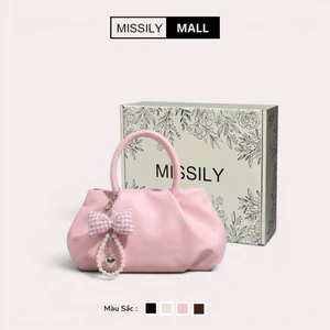 Túi xách nữ MISSILY mini dáng bánh bao kèm charm dễ thương size 23cm (ms185)