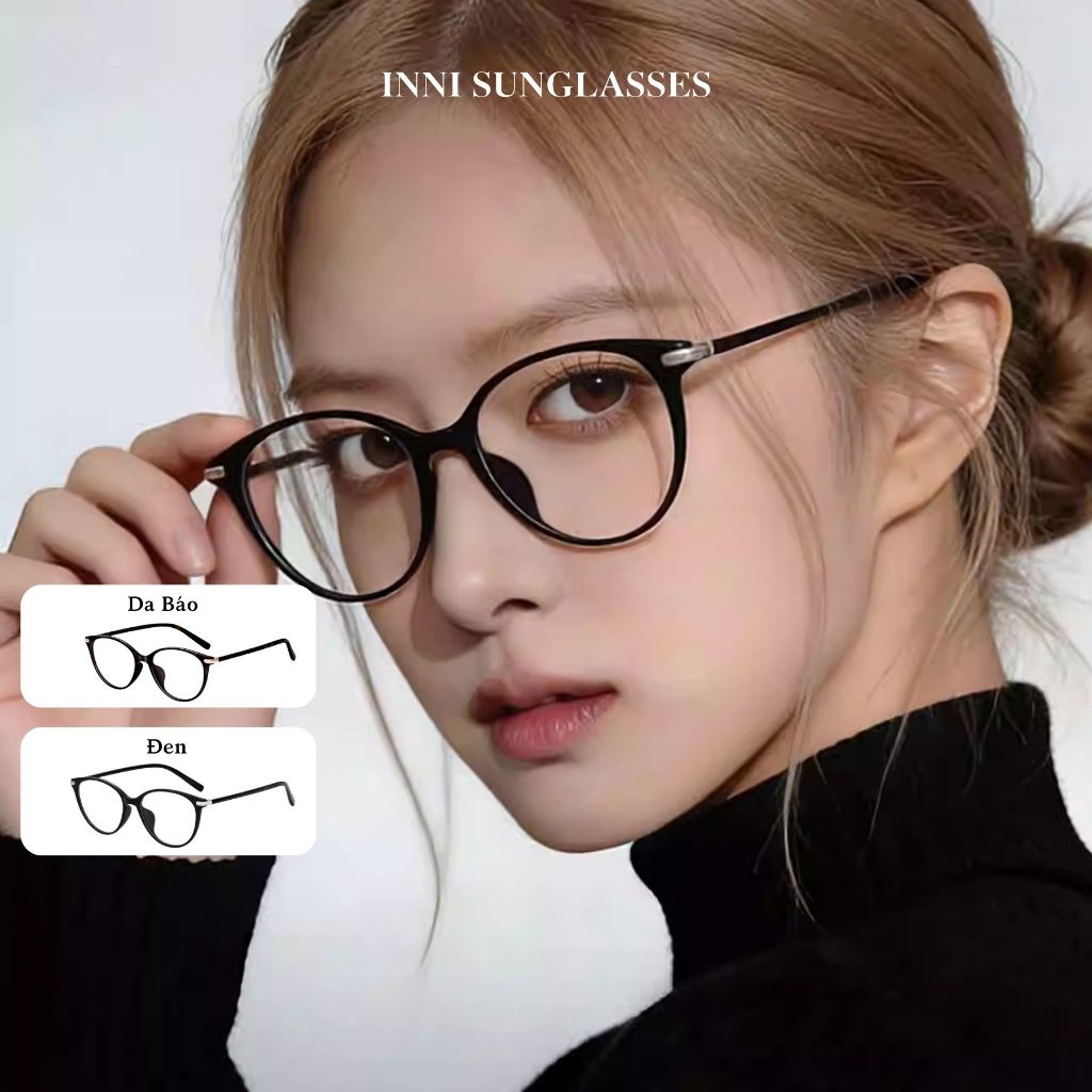 Kính Cận Nữ INNI Dáng Mắt Mèo Retro, Gọng TR90 Siêu Nhẹ Dẻo, Chống Ánh Sáng Xanh, Hợp Đi Học Đi Chơi