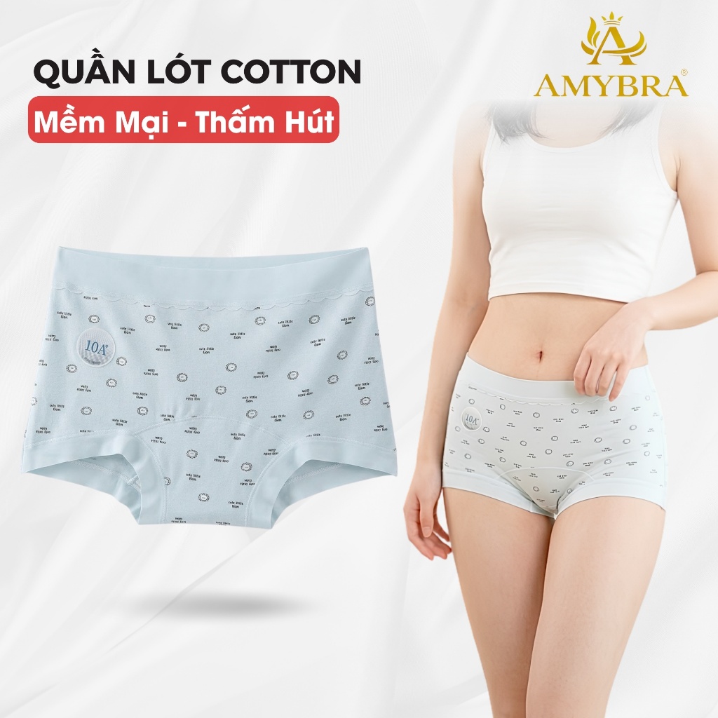 Quần Lót Nữ Dáng Đùi Cotton Viền Su Ôm Mông, Quần Chip Lót Đáy Kháng Khuẩn Thoáng Khí AMYBRA L6005