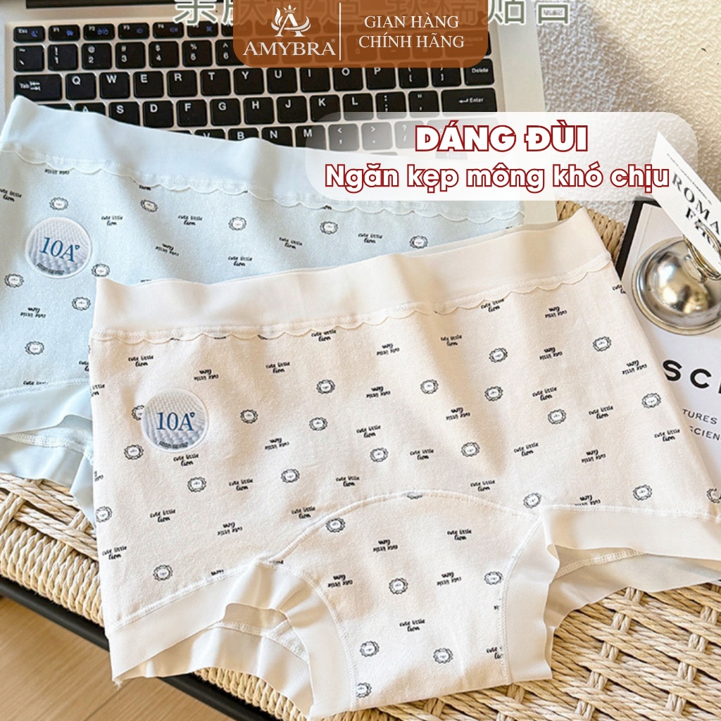 Quần Lót Nữ Dáng Đùi Cotton Viền Su Ôm Mông, Quần Chip Lót Đáy Kháng Khuẩn Thoáng Khí AMYBRA L6005