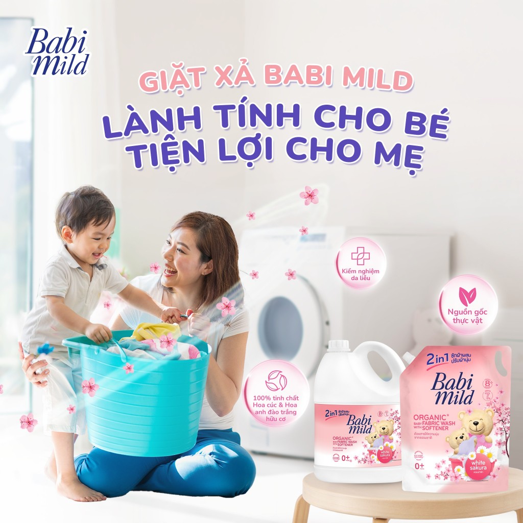 Combo 3 Nước giặt xả Babi Mild 2IN1 SAKURA 2.8Lx3