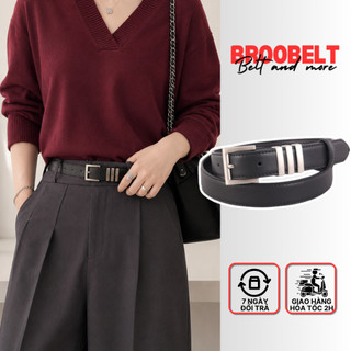Thắt lưng da nam nữ Broobelt bản kim 3 đai ngang, dây nịt unisex style Hàn Quốc bản nhỏ 2.3cm TL48