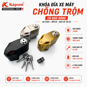Khóa Đĩa Xe Máy Báo Động Chống Trộm Cao Cấp - Chống Nước - Thép Không Gỉ - 4 Chìa
